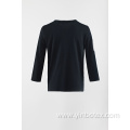 Ladies stretch pointy round neck pullover